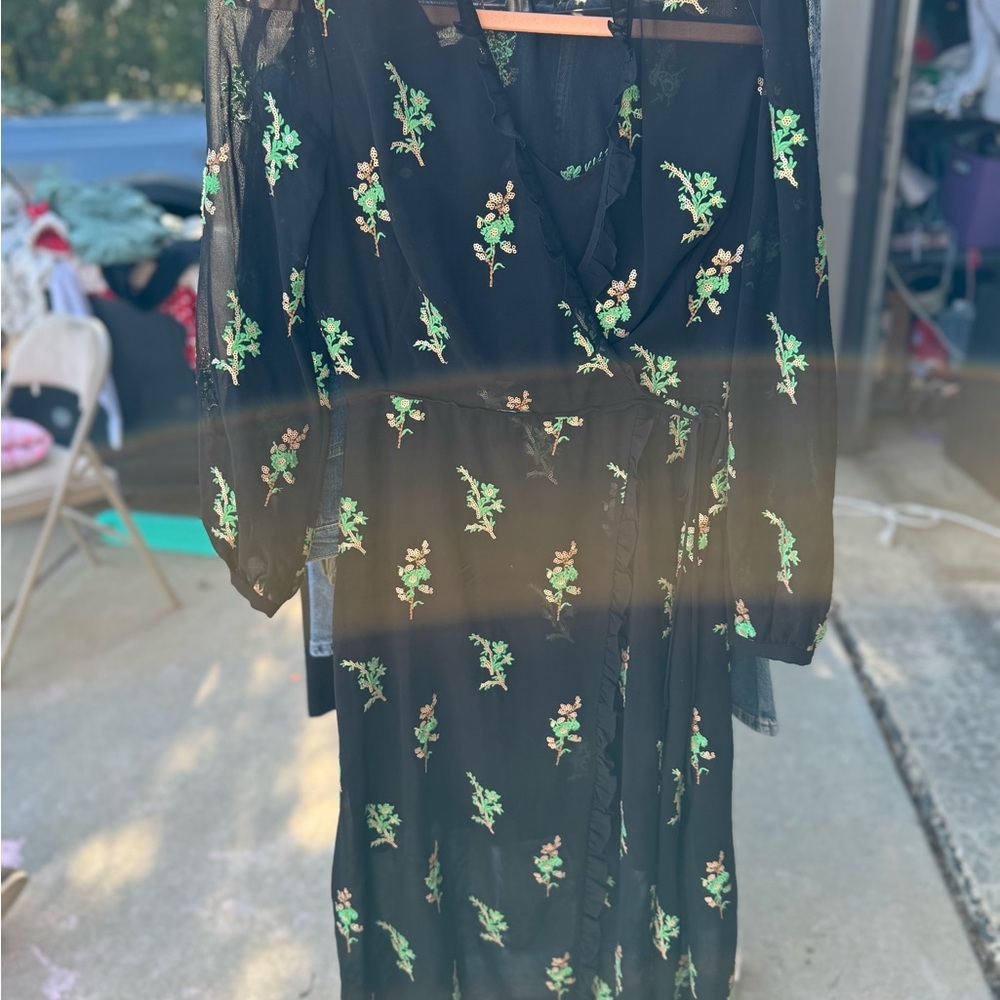 Sandro Black Wrap Sundress V-Neck